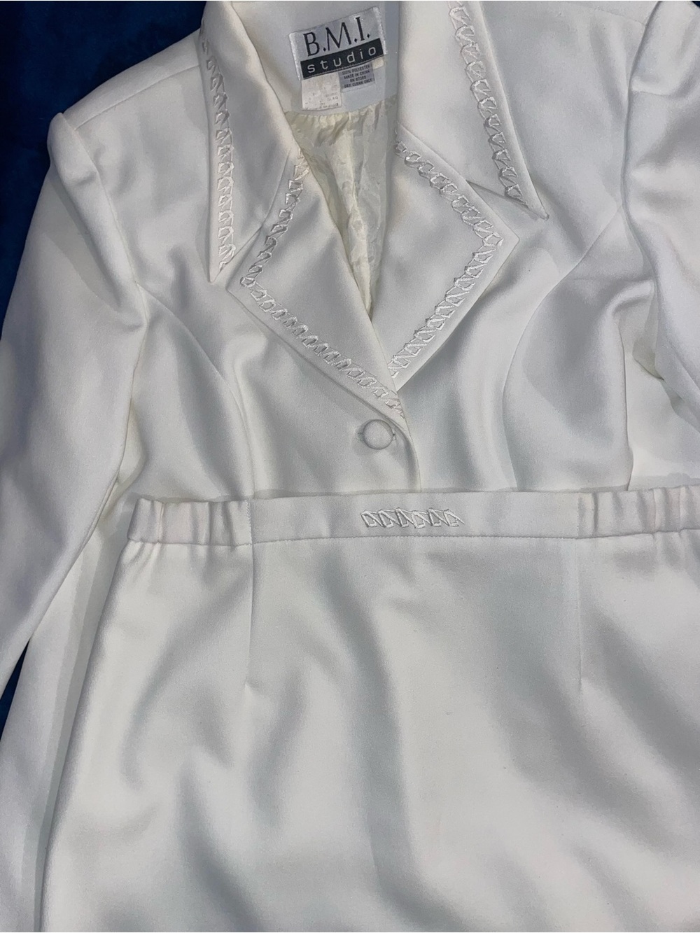 White Three-Button Blazer & Skirt Set